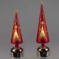Preview: Dekobaum drehend 33 cm o. 38 cm rot-gold mit Stern LED-Licht 813497 813503 formano