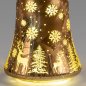 Preview: Deko-Glocke 17 cm Frosty-Braun Boden mit LED-Licht Glas 814692 formano