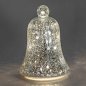 Preview: Deko-Glocke Sterne-Silber 17 cm mit LED-Licht Glas 814982 formano