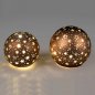 Preview: Deko-Kugel braun-gold mit LED-Licht Glas formano