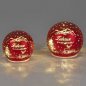 Preview: Deko-Kugel rot 10 o. 12 cm aus mattem Farbglas mit LED-Licht + Spruch 814302 814319 formano