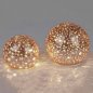 Preview: Deko-Kugel 12 o. 15 cm Rose-Gold Sterne mit LED-Licht Glas 750129 750143 formano