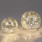 Preview: Deko-Kugel 12 o. 15 cm Silber Sterne mit LED-Licht Glas 750013 750020 formano