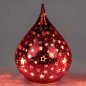 Preview: Deko-Tropfen 23 cm Sterne-Rot mit LED-Licht Glas 750365 formano