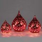 Preview: Deko-Tropfen 15, 20 o. 23 cm Sterne-Rot mit LED-Licht Glas 750334 750341 750365 formano