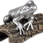 Preview: Detailansicht Frosch auf Ast 11 cm silber-antik 741196 formano