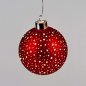 Preview: Hänger Kugel 10 cm Sterne-Rot mit LED-Licht Glas 814920 formano