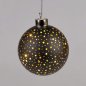Preview: Hänger Kugel 10 cm Sterne-Schwarz mit LED-Licht Glas 814531 formano