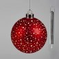 Preview: Hänger Kugel 15 cm Sterne-Rot mit LED-Licht Glas Batterie 814944 formano