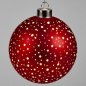 Preview: Hänger Kugel 15 cm Sterne-Rot mit LED-Licht Glas 814944 formano