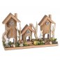 Preview: 3 Häuser + Hasen 37 cm Holz Keramik 583871 Ostern formano