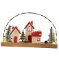 Preview: Häuserzeile mit Lichtbogen 35 cm rot aus Holz Led-Licht 544452 formano