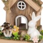 Preview: Detailansicht Haus + Hase 14 cm Holz Keramik 583857 Ostern formano