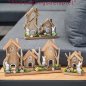 Preview: 3 Häuser + Hasen 37 cm Holz Keramik Werbefoto 583871 Ostern formano