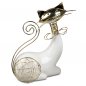 Preview: Katze 24 cm sitzend A weiss-gold 755704 formano