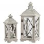 Preview: Laternen Set 2tlg. Holz grau-weiß Metall Dach 659187 formano