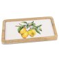 Preview: Tablett 25 cm weisser Emaille-Farbe Zitronen-Dekor Mango-Holz 618771 formano