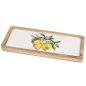 Preview: Tablett 30 cm weisser Emaille-Farbe Zitronen-Dekor Mango-Holz 618788 formano