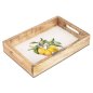 Preview: formano Tablett rechteckig 30 cm weisser Emaille-Farbe mit Zitronen-Dekor aus Mango-Holz 618825