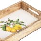 Preview: Tablett aus Mango-Holz mit Zitronenmotiv und weißer Emaille 618825 formano