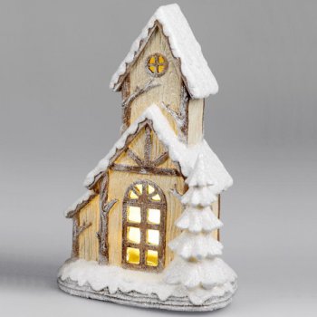 Winterhaus Kirche mit LED-Licht Dekohaus Adventszeit Weihnachten 750716 formano