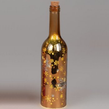Deko-Flasche 30 cm gold mit LED-Licht 884664 formano