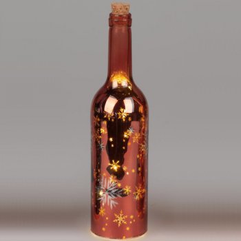 Deko-Flasche 30 cm rot mit LED-Licht 884664 formano