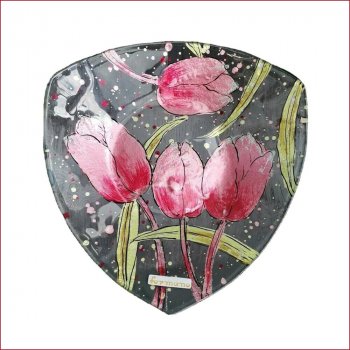 Deko-Teller 20 cm Pink-Tulip Glas 871145 formano