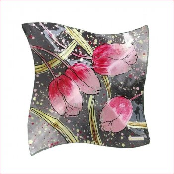 Deko-Teller 23 cm Pink-Tulip Glas 871169 formano