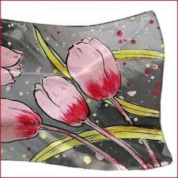 Detailansicht von dem Deko-Teller 25 cm Pink-Tulip Glas 871183 formano