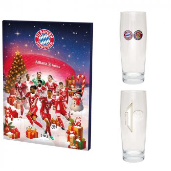 Schoko Adventskalender 2025 53963 + Halbeglas Deutscher Meister 30330 FC Bayern München