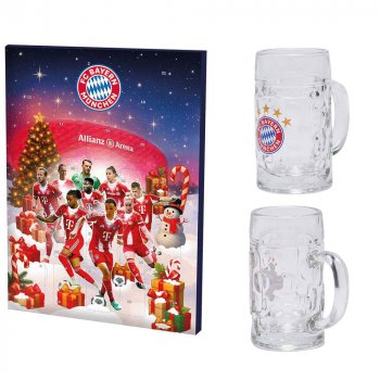 Schoko Adventskalender 2025 53963 + Schnapsseidel mit Kordel 28687 FC Bayern München