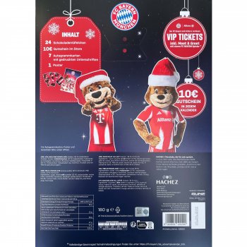 Schoko Adventskalender 2025  Rückseite 53963 50407 FC Bayern München