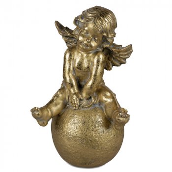 Engel auf Kugel 41 cm Antik-Gold formano