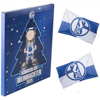 Schoko Adventskalender 2025 23045 Hissfahne Karo 250x150 cm 10424 FC Schalke 04