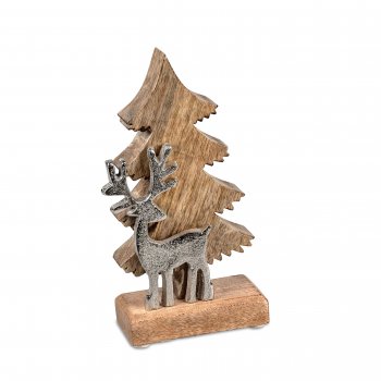 Baum + Hirsch 21 cm aus Alu Mango-Holz 538192 formano