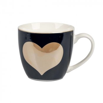 Preview: Kaffeebecher Herz gold Porzellan 288523 DUO