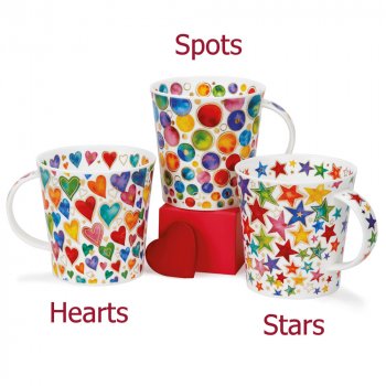 Tasse mit verschiedene Dekore Hearts, Spots, Stars bei Becher LOMOND Dazzle DUNOON Porzellan 291790