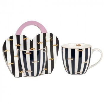 Becher Schnurrbart gold Porzellan 288516 DUO