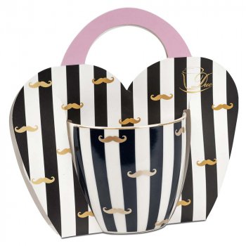 Preview: Geschenktasche für Becher Schnurbart Porzellan 288516 DUO