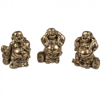 Buddha Glück 14 cm Set Antik-Gold formano