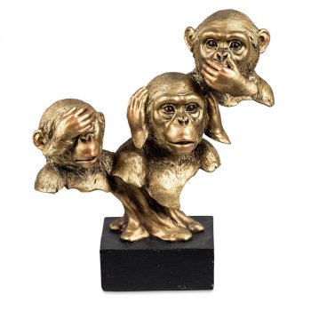 Büste Drei Affen 23 cm antik-gold formano