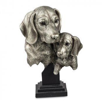Büste Hunde 22 cm Antik-Silber formano