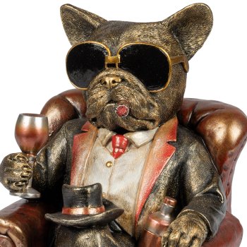 Preview: Detailansicht ormano Bulldogge mit Sonnenbrille im antik-goldenen Sessel 759269