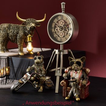 Preview: Bulldogge auf Motorrad mit Sonnenbrille antik-gold 34 cm handbemalt Werbefoto 759214 formano