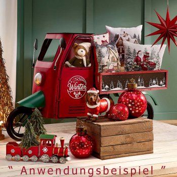 Preview: formano Weihnachtsdeko Dackel - Eisenbahn Metall -  LED-Kugel Glas 750402 formano
