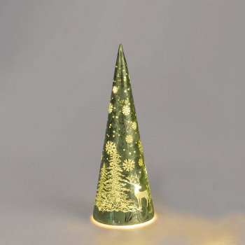 Preview: Deko-Baum 25 cm Frosty-Grün mit LED-Licht 814784 formano