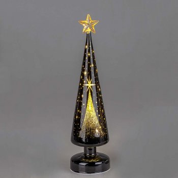 Preview: Dekobaum 35 cm schwarz-gold Komet mit Stern LED-Licht 808950 formano
