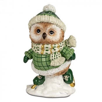 Eule 15 cm creme-grün handbemalt D 751263 formano