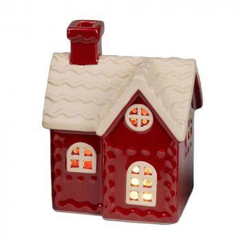 Preview: Deko-Haus rot 13 cm LED-Licht 755834 formano